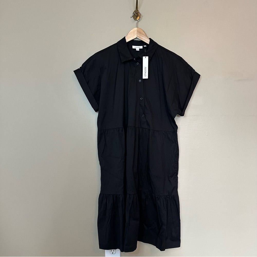 Chico’s Poplin Diagonal Button Front Dress- 12 - Picture 4 of 7